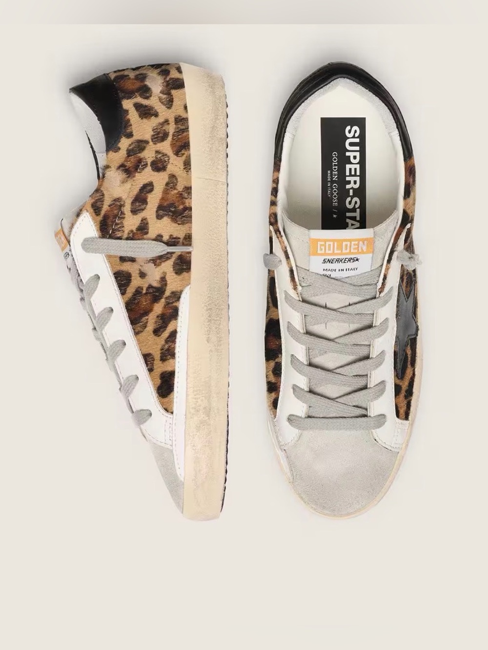 GOLDEN GOOSE Women's Super-Star in leopard print leather - Picture 4 of 13